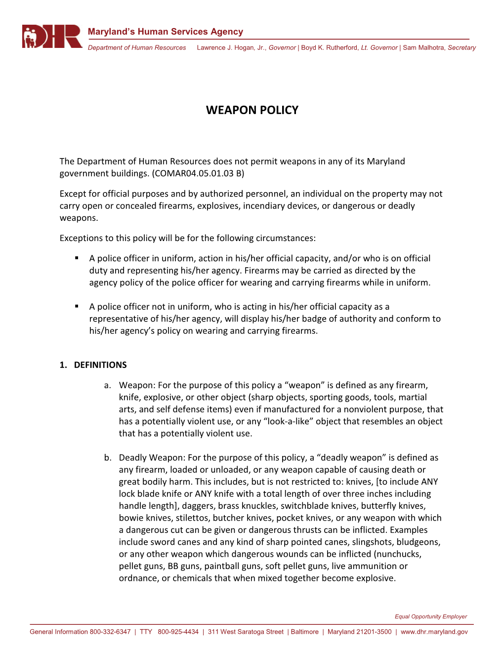 DHS Weapon Policy