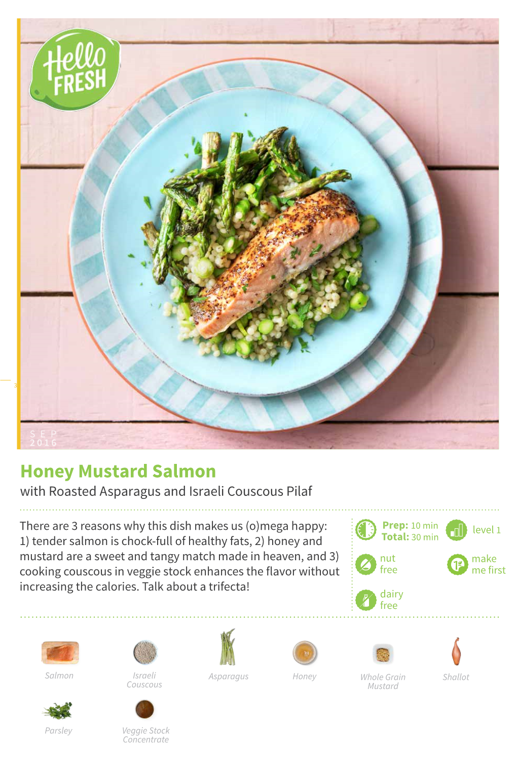 Honey Mustard Salmon with Roasted Asparagus and Israeli Couscous Pilaf