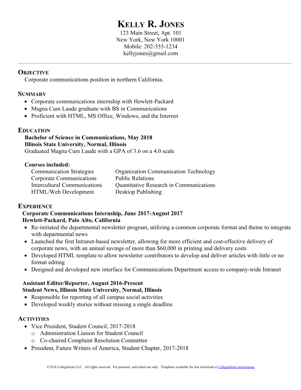 Collegegrad.Com Resume Template s4