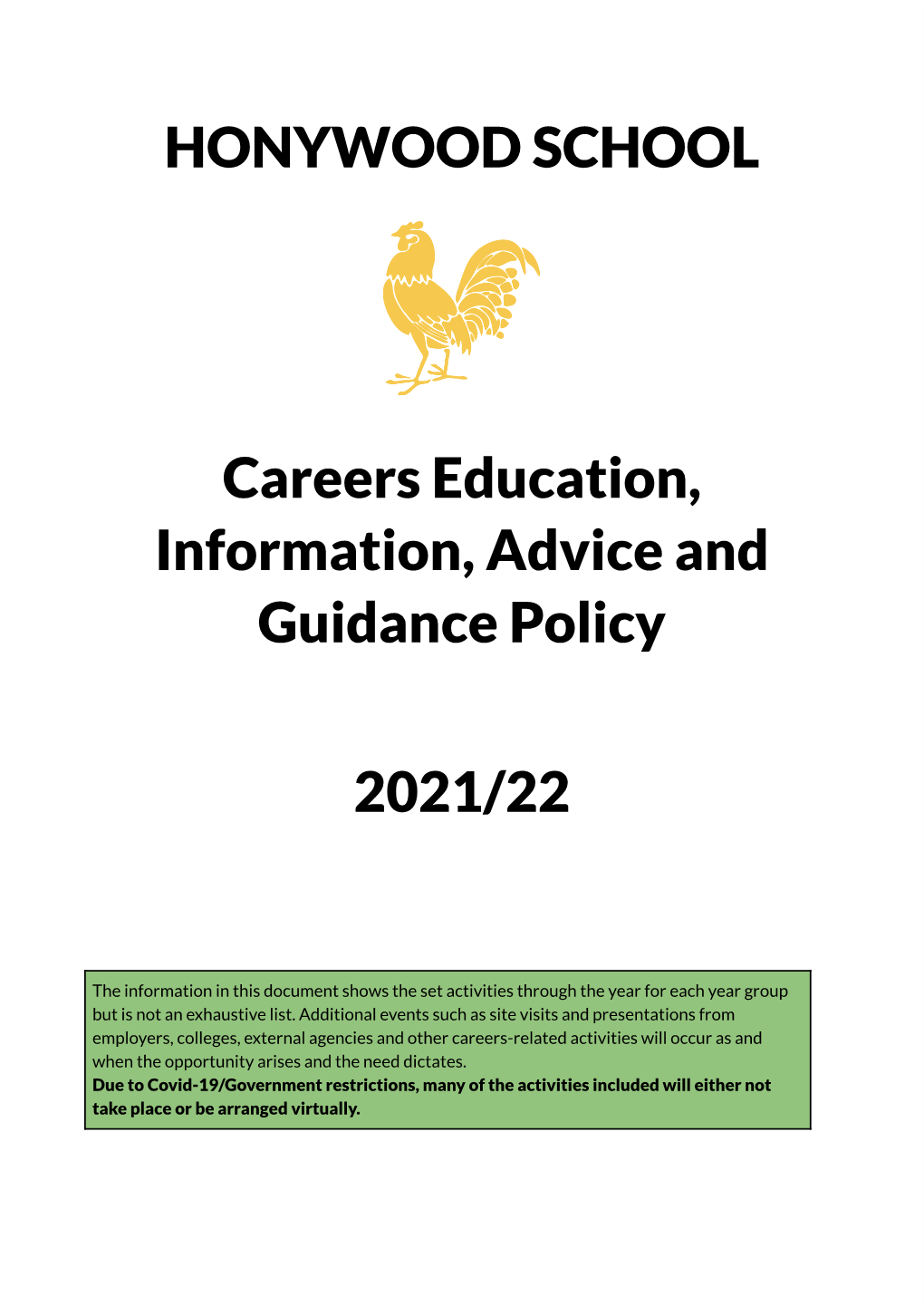 Careers Education, Information, Advice and Guidance Policy 2021-22