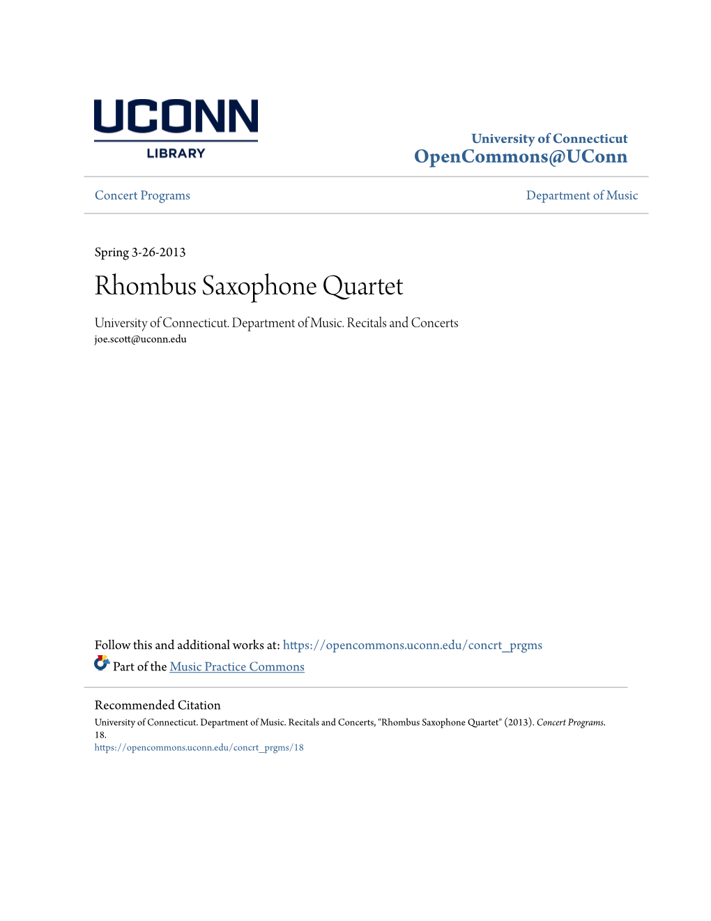 Rhombus Saxophone Quartet University of Connecticut