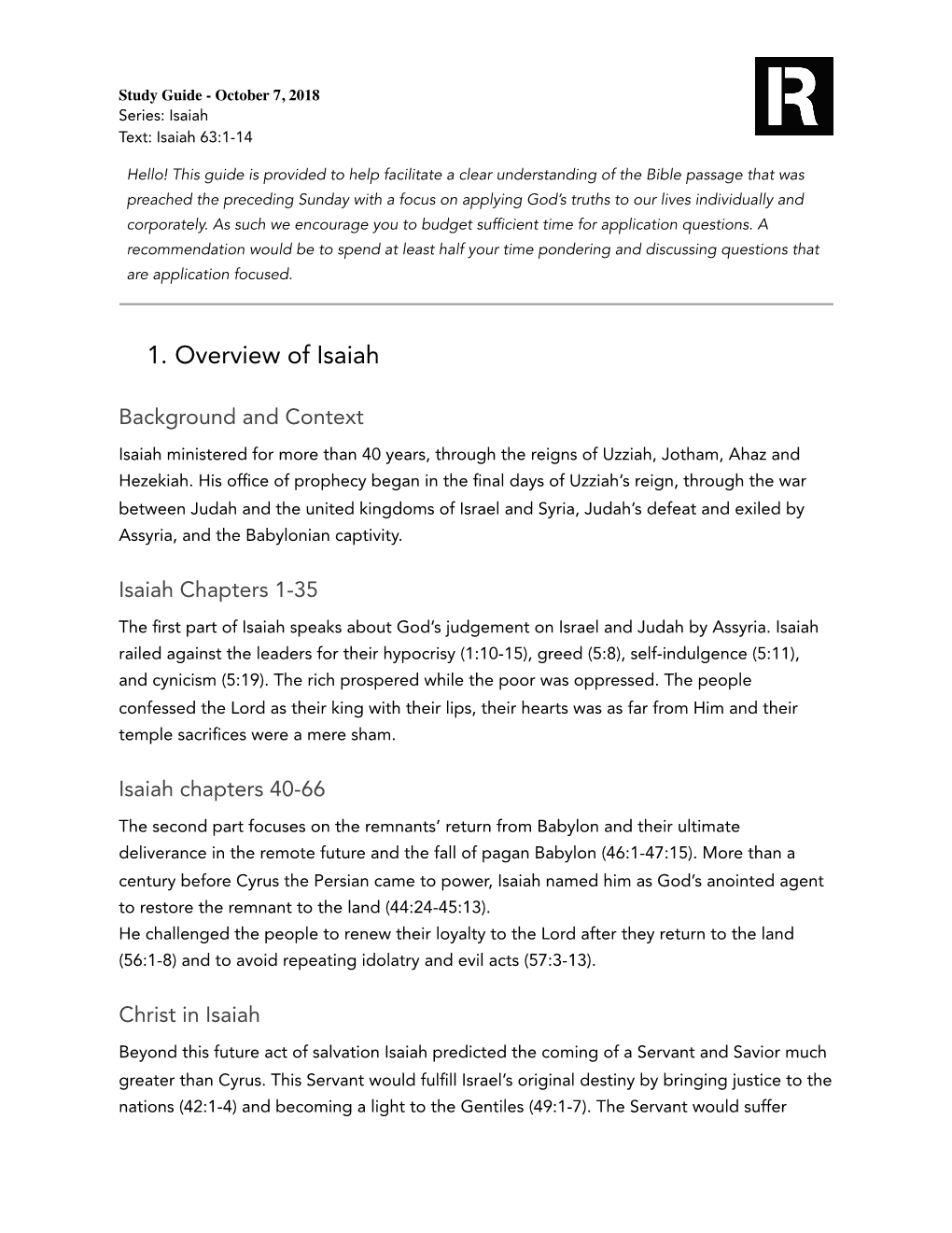 1. Overview of Isaiah