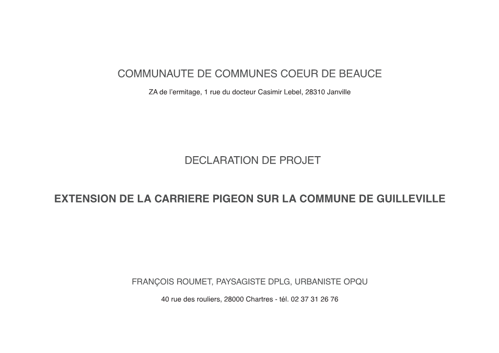 Dossier De Déclaration De Projet