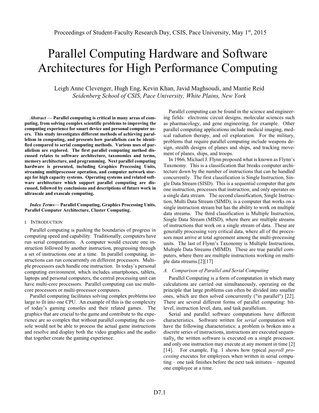 Parallel Computing Hardware and Software Architectures for High Performance Computing