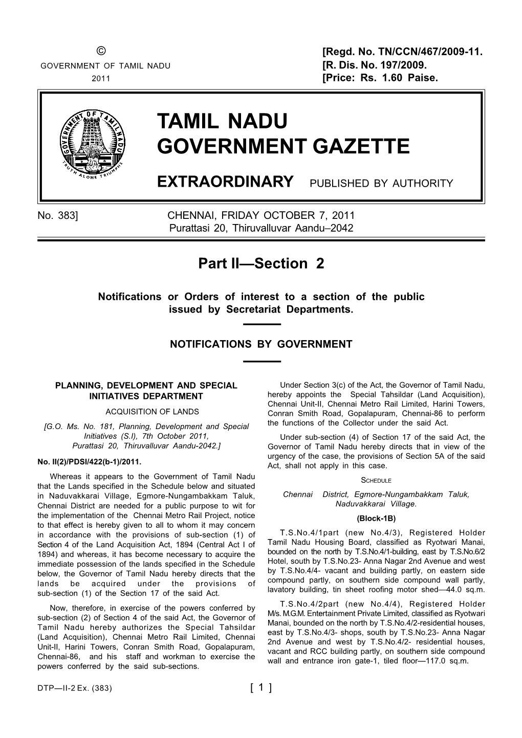 Tamil Nadu Government Gazette