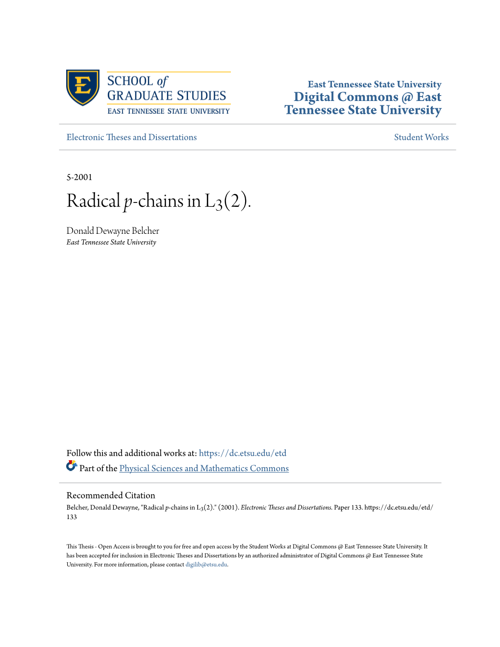 Radical P-Chains in L3(2)