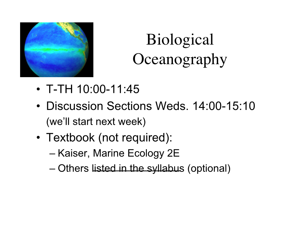 Biological Oceanography