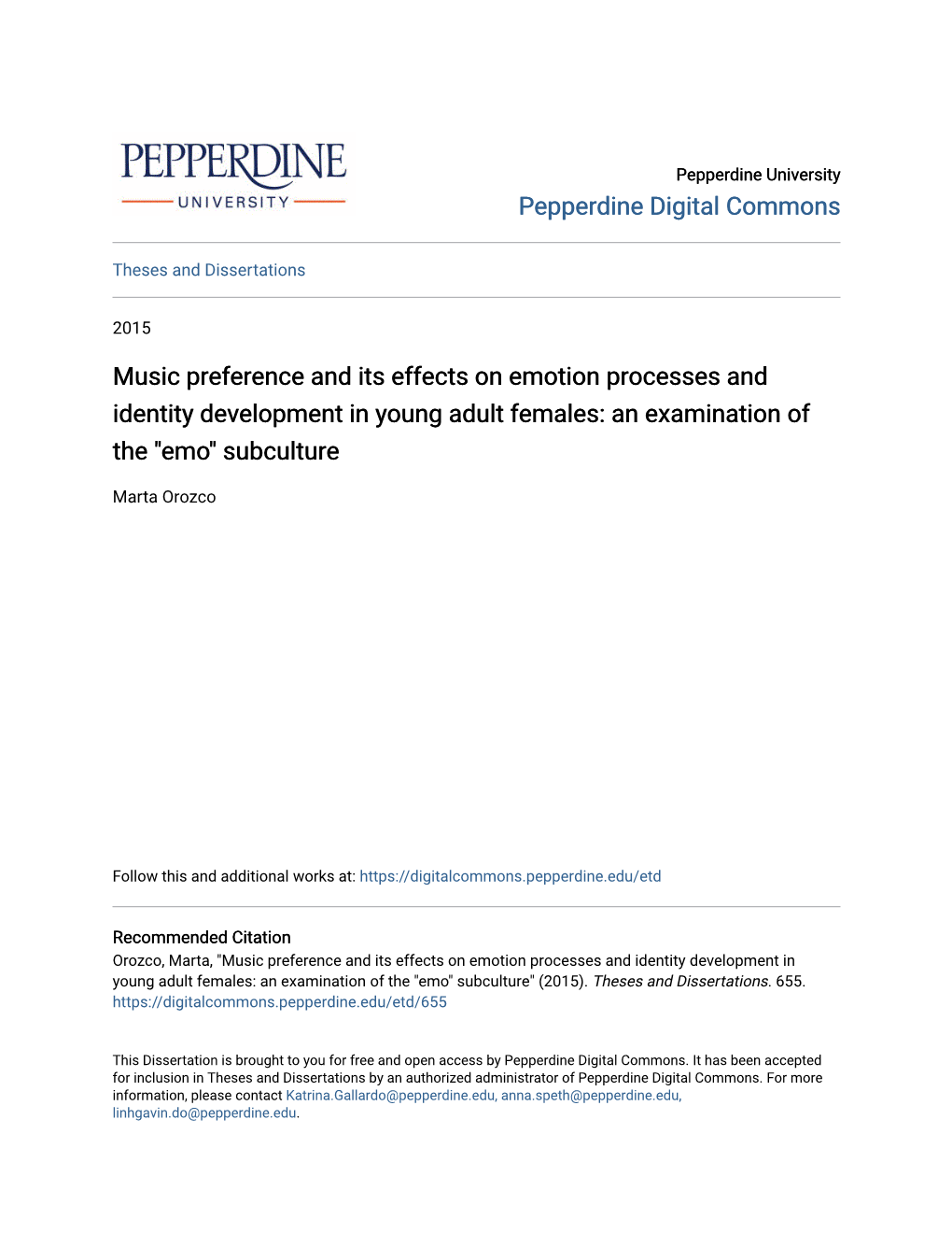 Music Preference and Its Effects on Emotion Processes and Identity Development in Young Adult Females: an Examination of the 