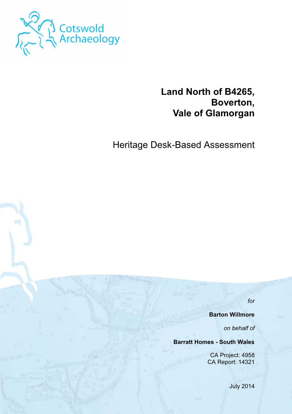 Land North of B4265, Boverton, Vale of Glamorgan Heritage Desk-Based Assessment