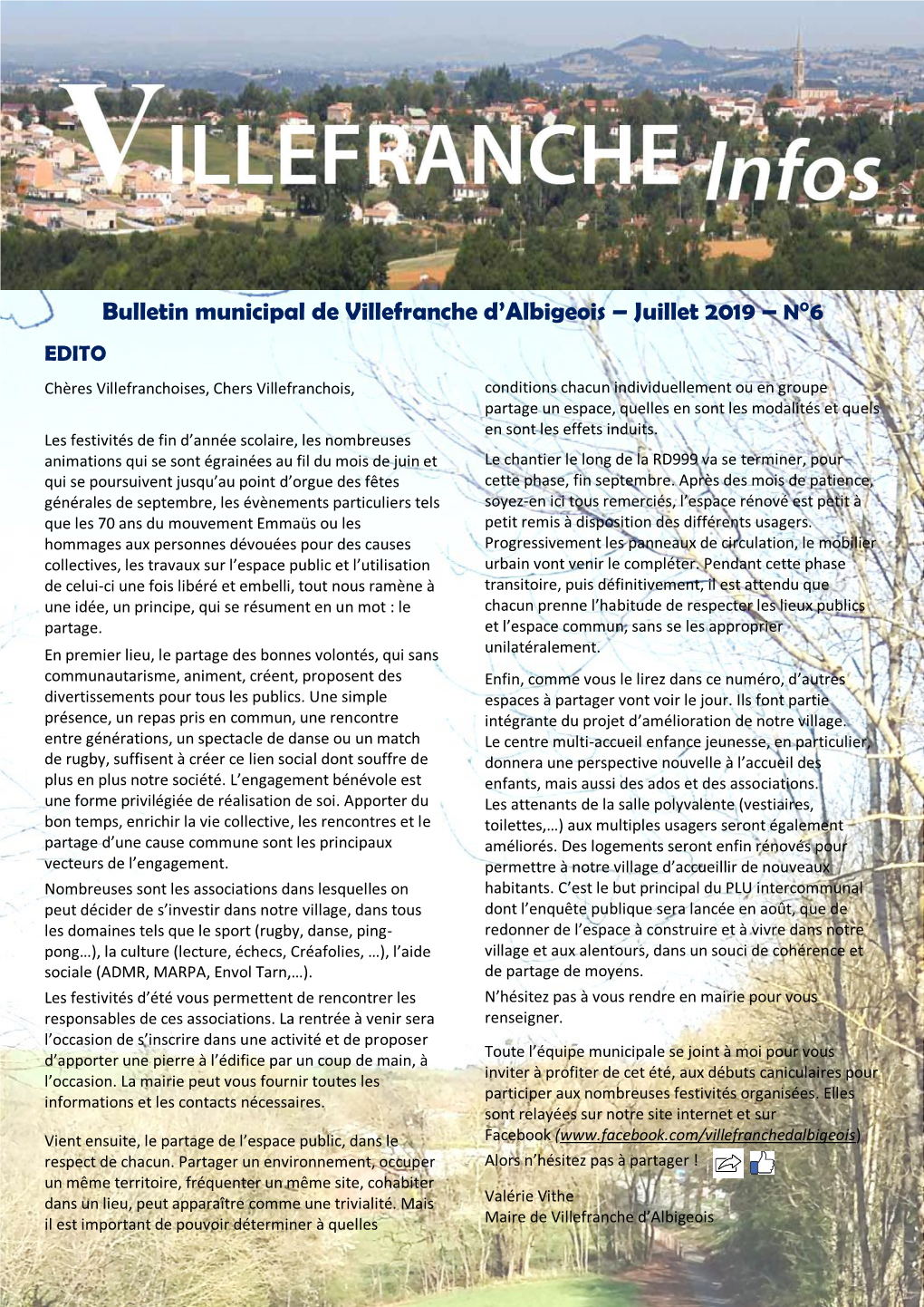 Bulletin Municipal De Villefranche D’Albigeois – Juillet 2019 – N°6