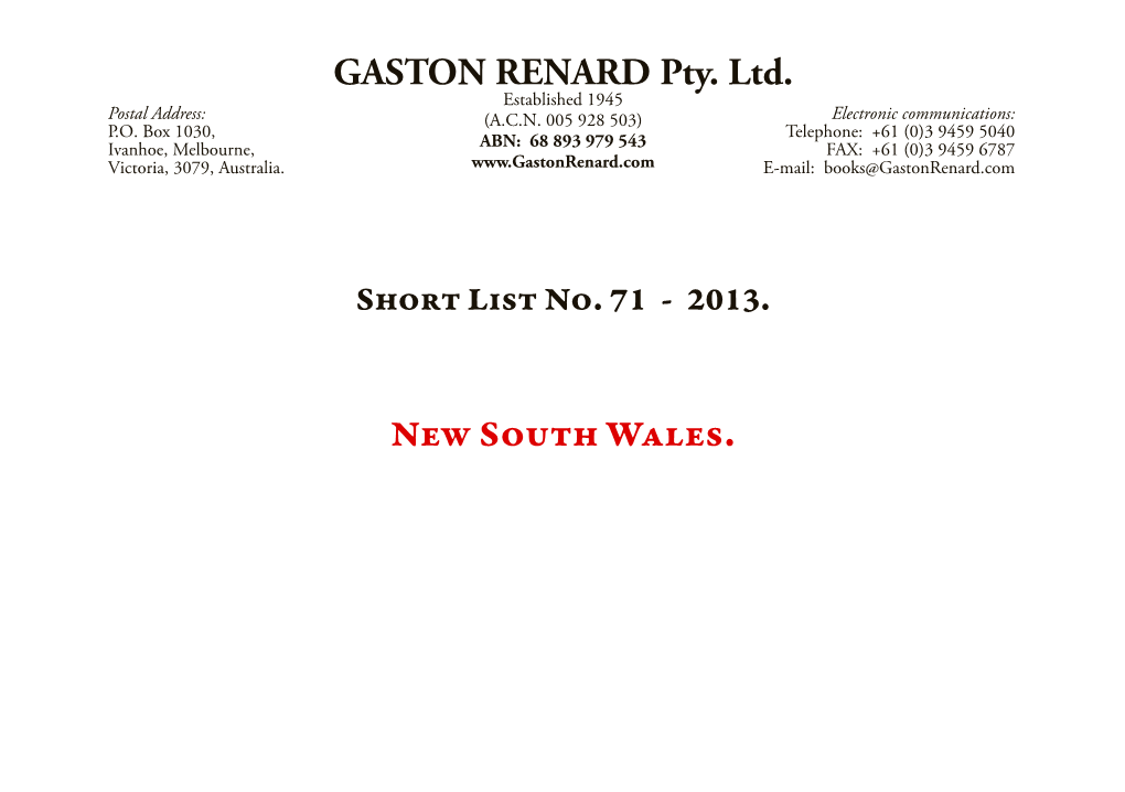 GASTON RENARD Pty. Ltd. New South Wales