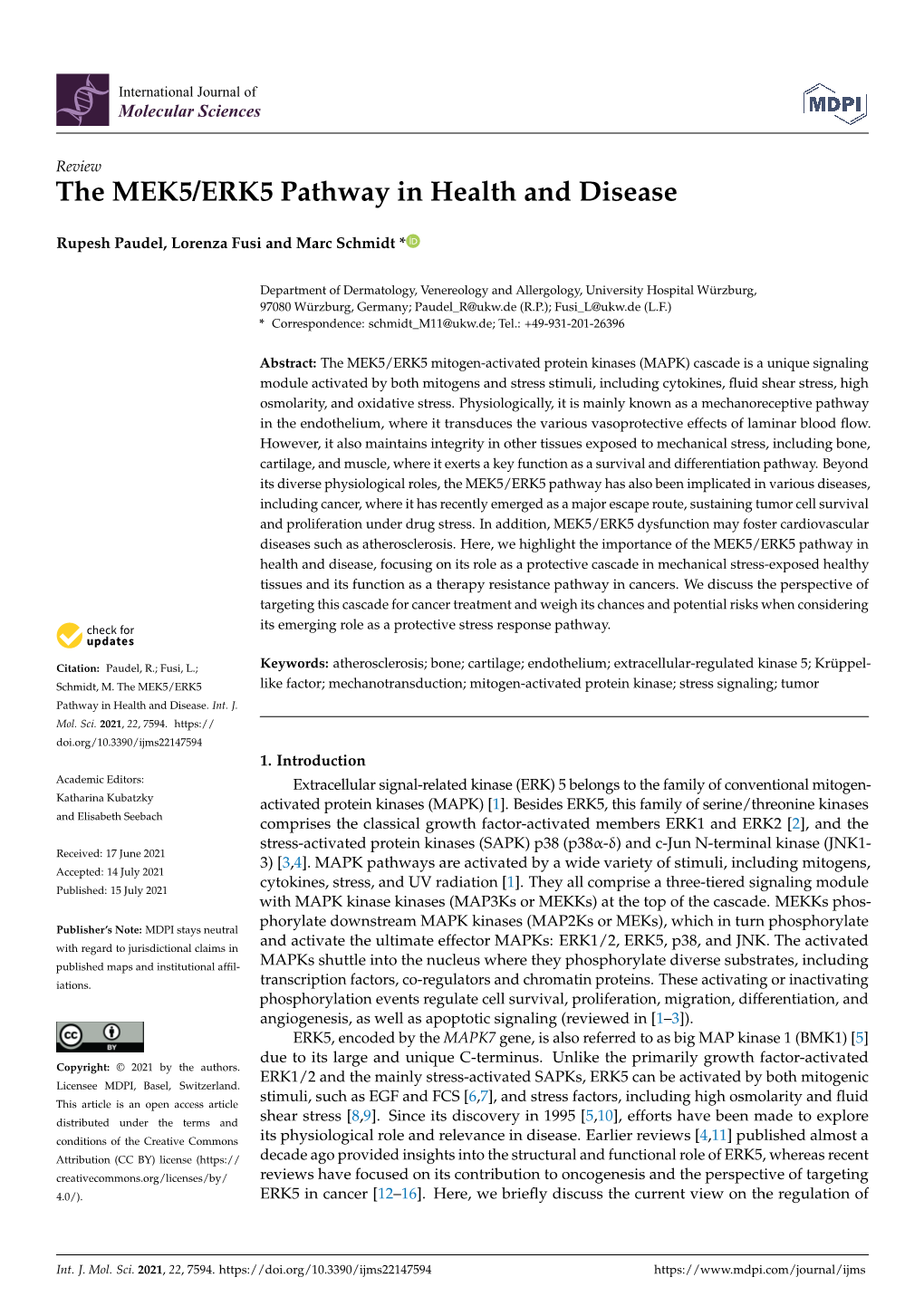 The MEK5/ERK5 Pathway in Health and Disease