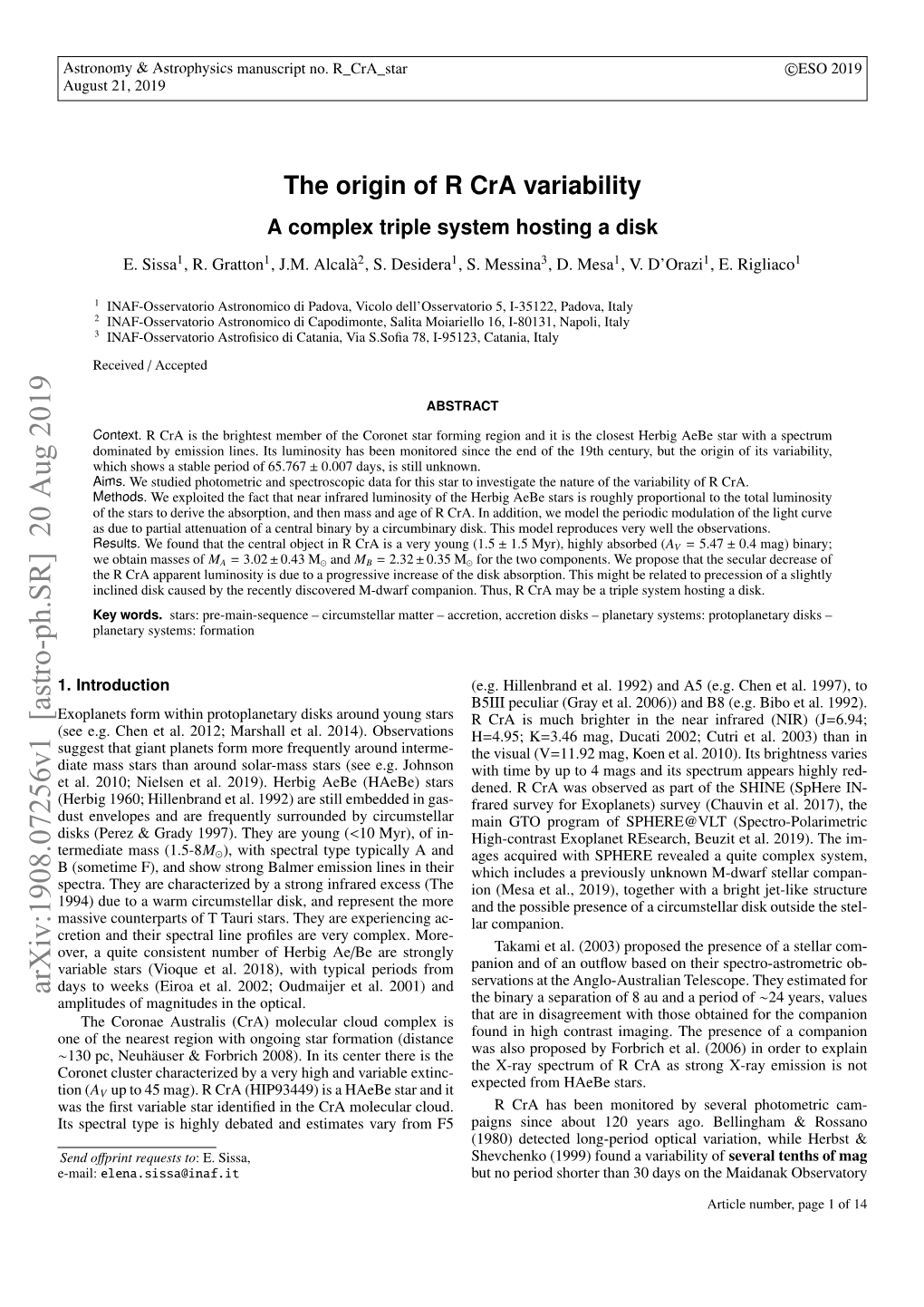 The Origin of R Cra Variability: a Complex Triple System Hosting a Disk