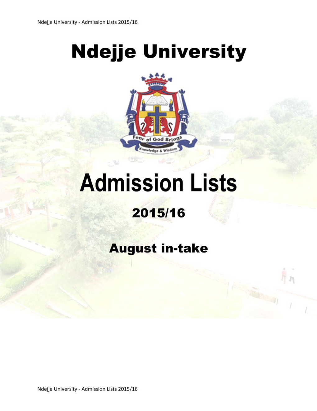 Admission Lists 2015/16