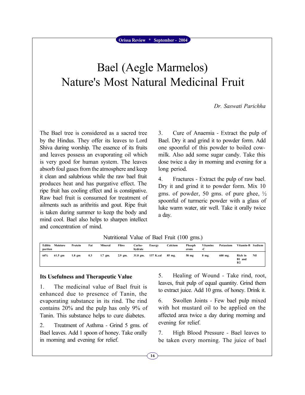 Bael (Aegle Marmelos) Nature's Most Natural Medicinal Fruit