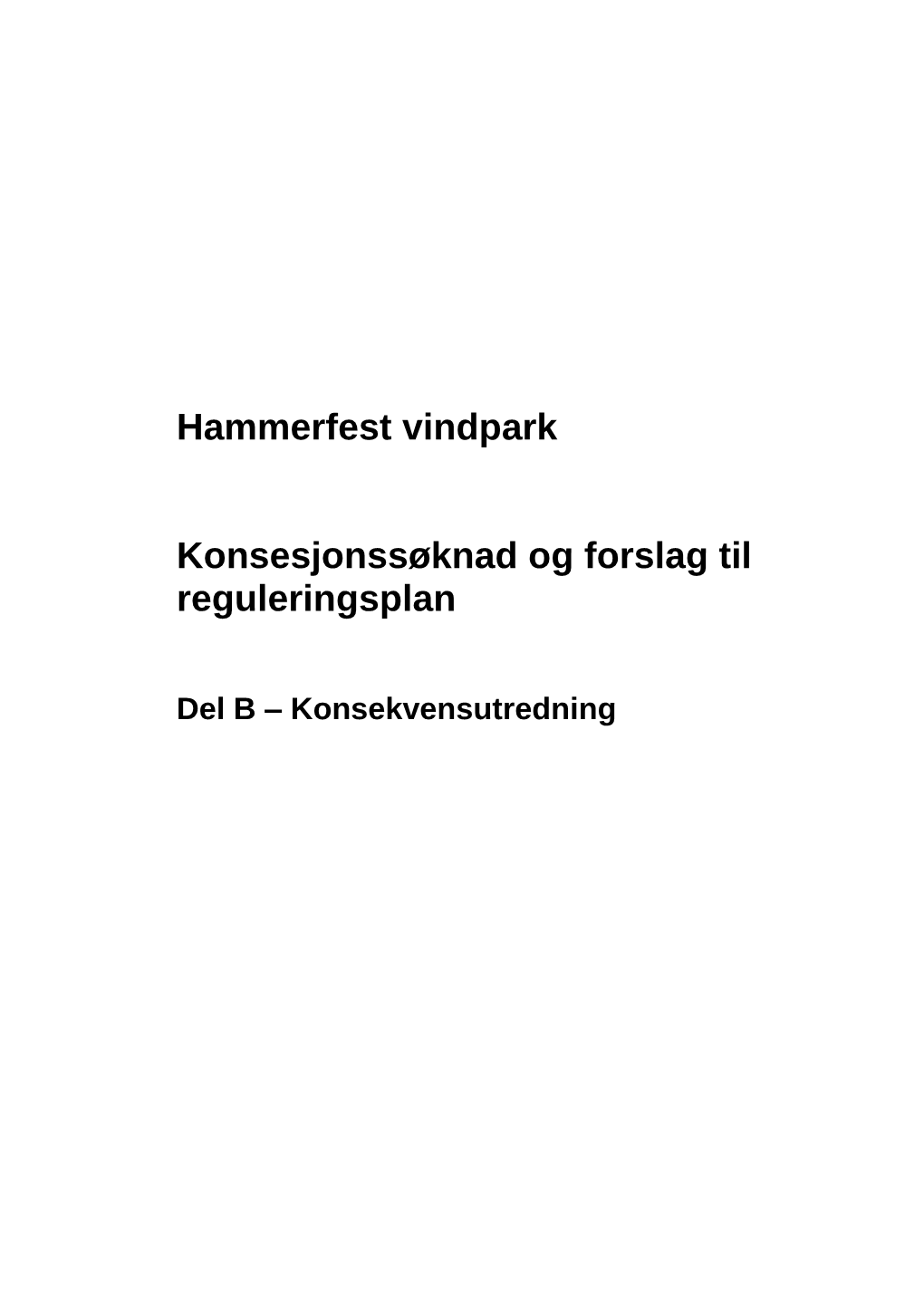 Hammerfest Vindpark Konsesjonssøknad Og