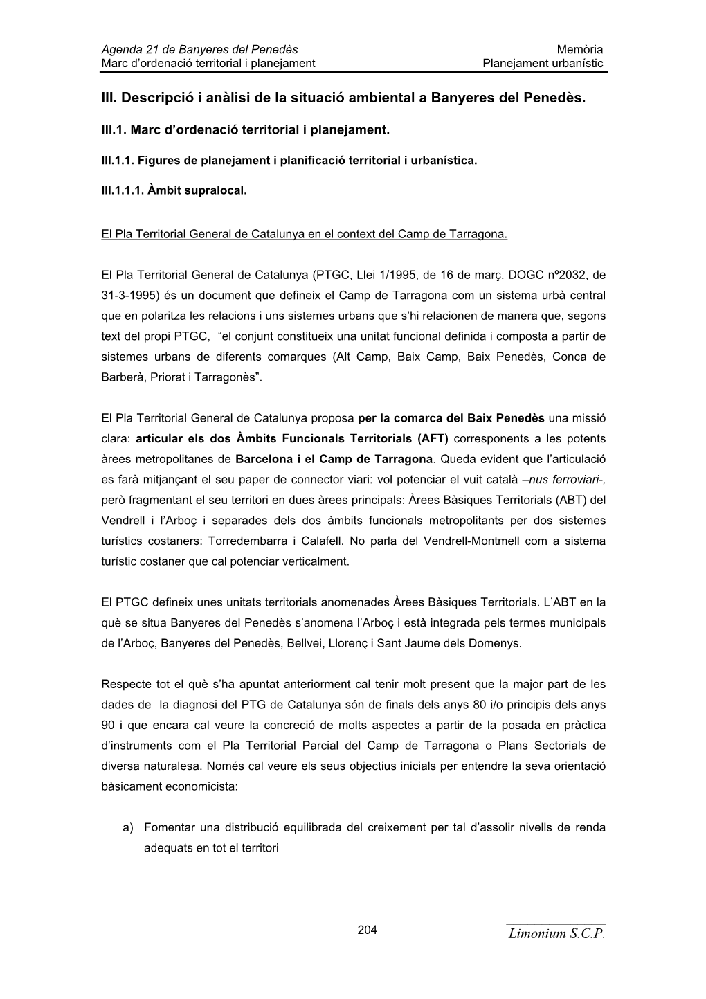 Limonium SCP III. Descripció I Anàlisi De La Situació Ambiental a Banyeres