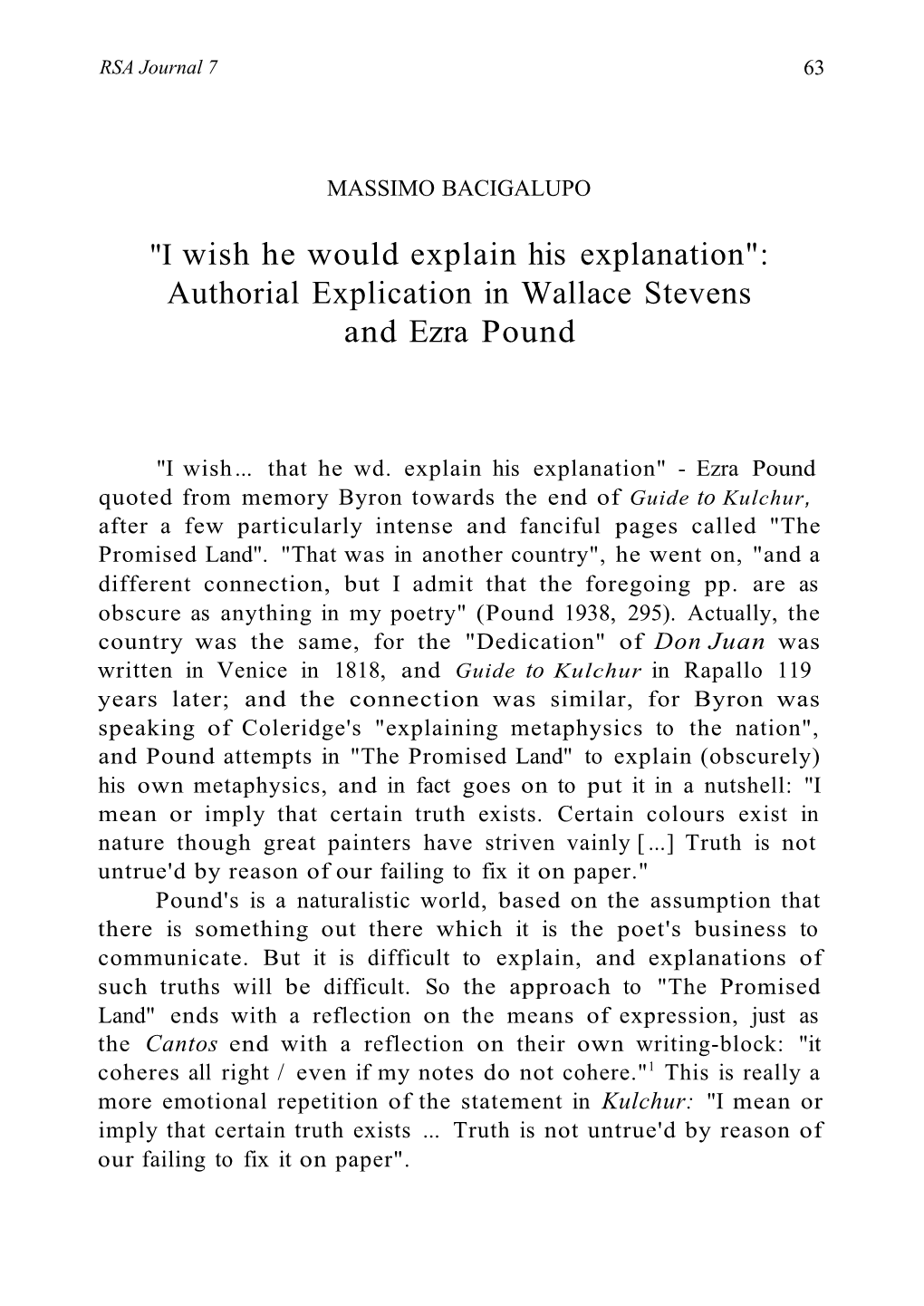 Authorial Explication in Wallace Stevens and Ezra Pound