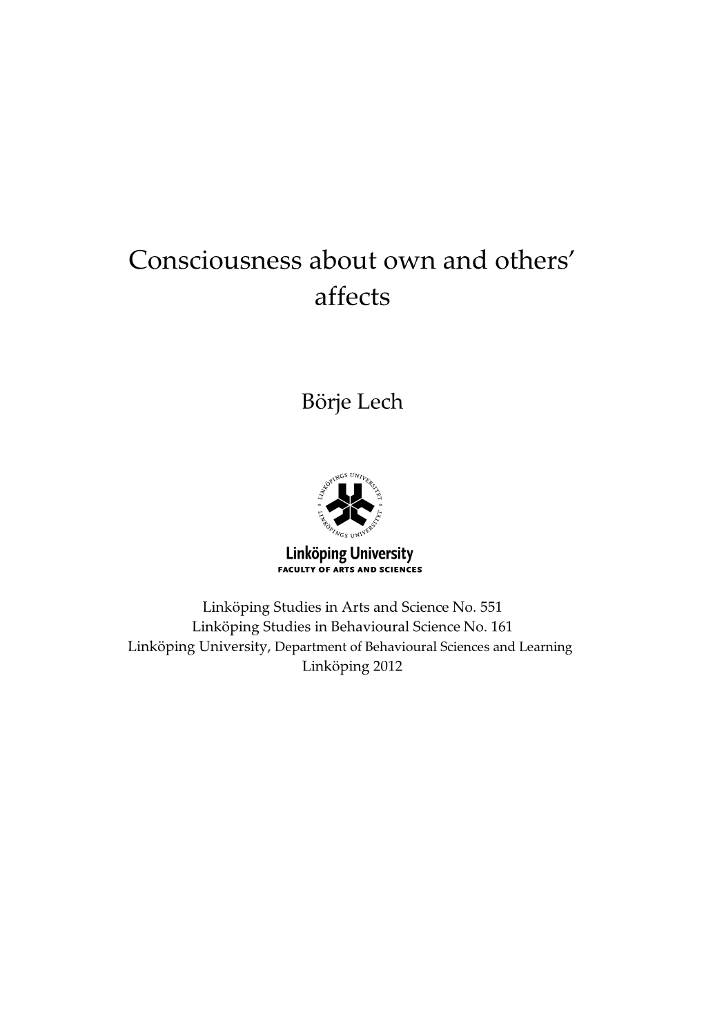 Consciousness About Own and Others' Affects: a Study of the Validity of a Revised Version of the Affect Consciousness Interview