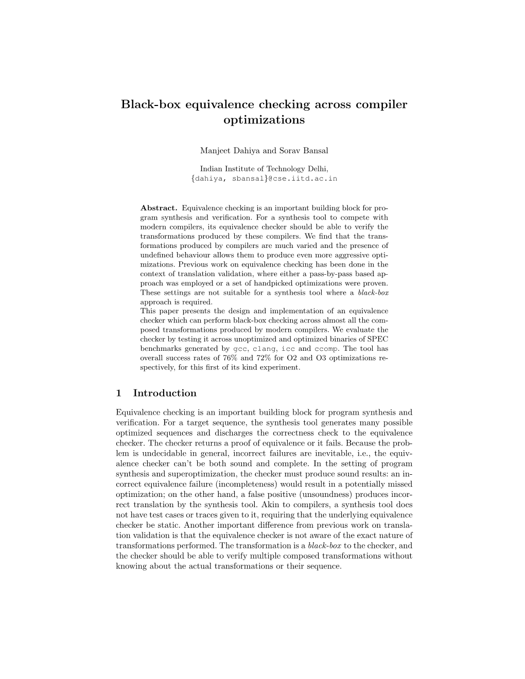 Black-Box Equivalence Checking Across Compiler Optimizations