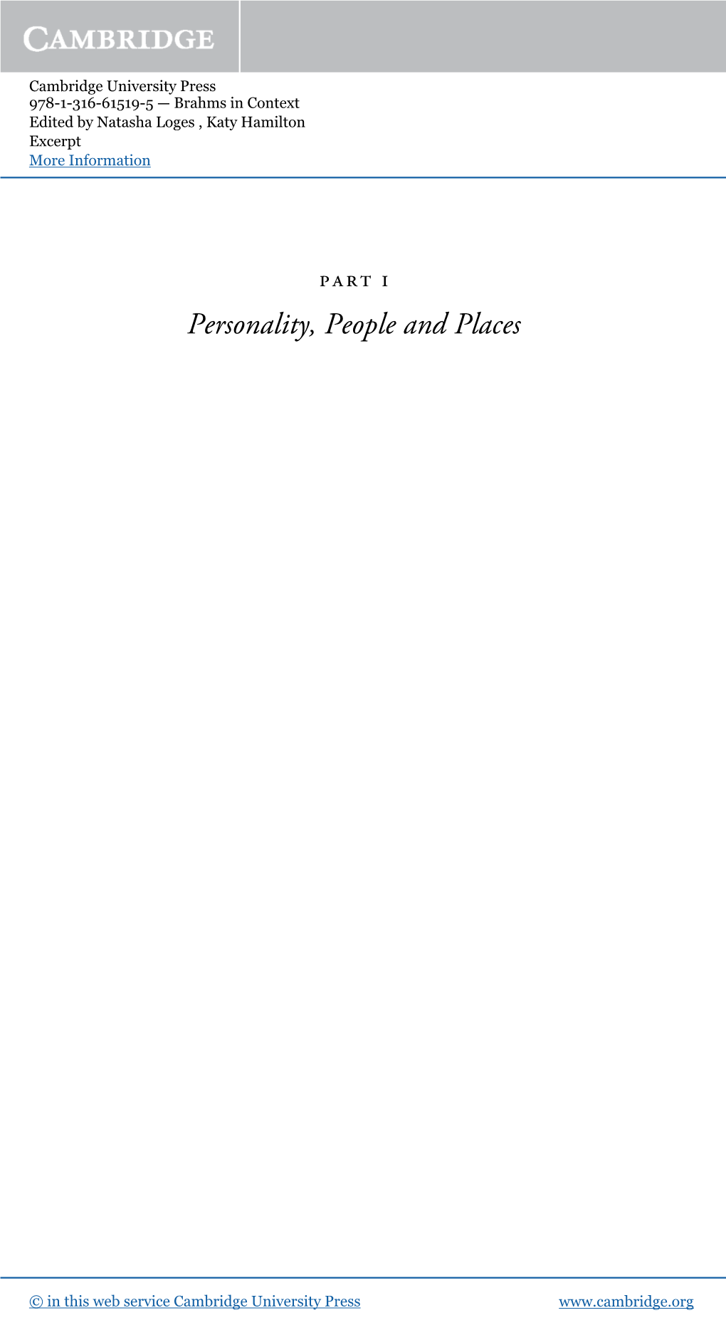 Personality, People and Places