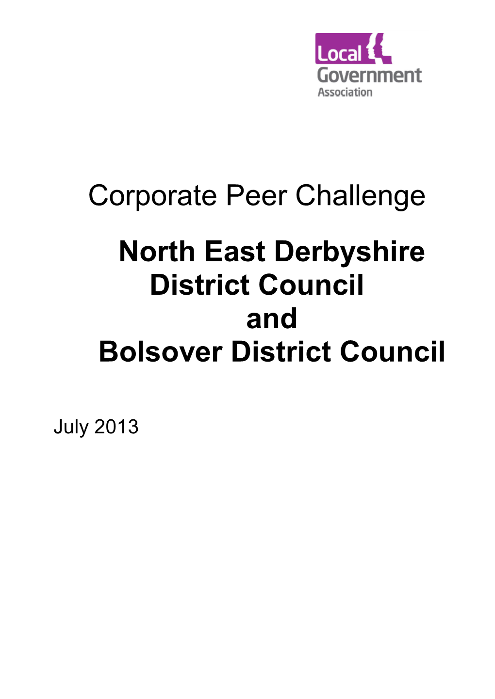 North East Derbyshire District Council and Bolsover District Council Peer Challenge Report 2013