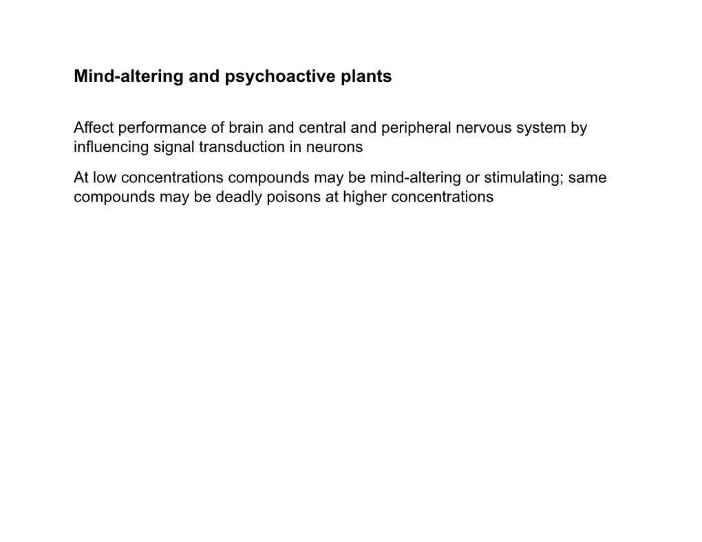 Mind-Altering and Psychoactive Plants