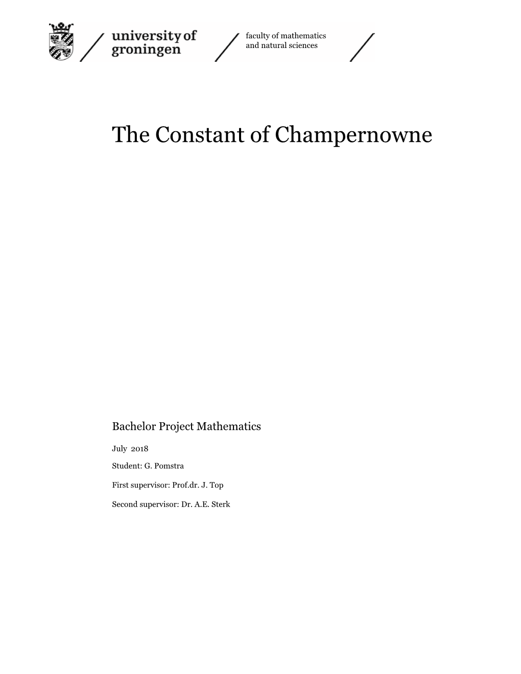 The Constant of Champernowne