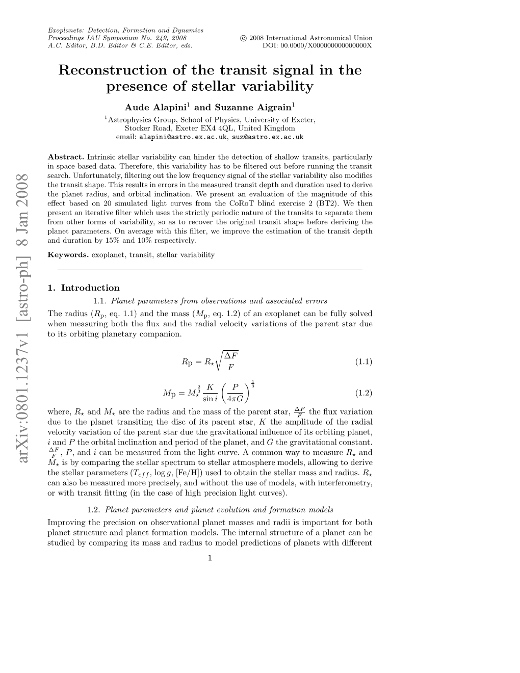 Reconstruction of the Transit Signal in the Presence of Stellar Variability