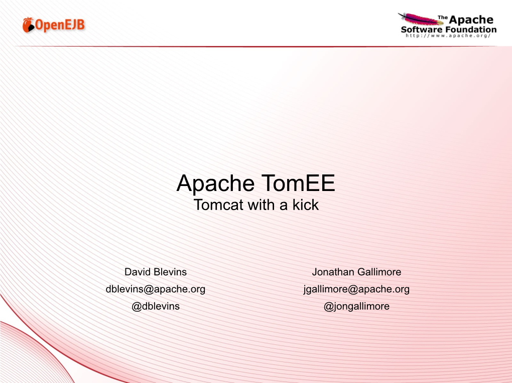 Apache Tomee Tomcat with a Kick