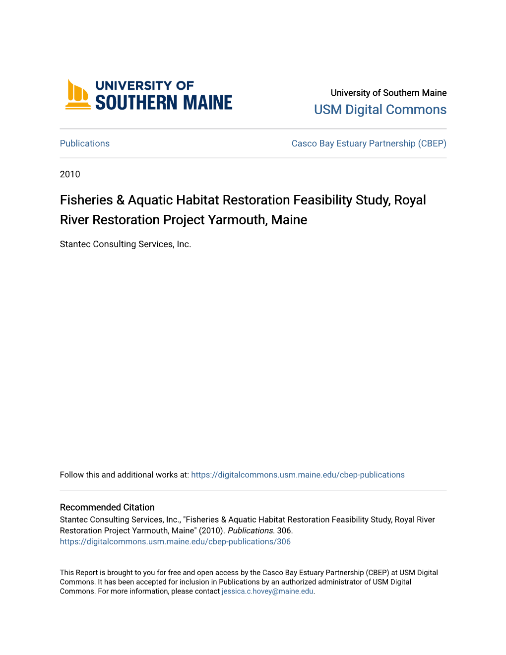 Fisheries & Aquatic Habitat Restoration Feasibility Study, Royal