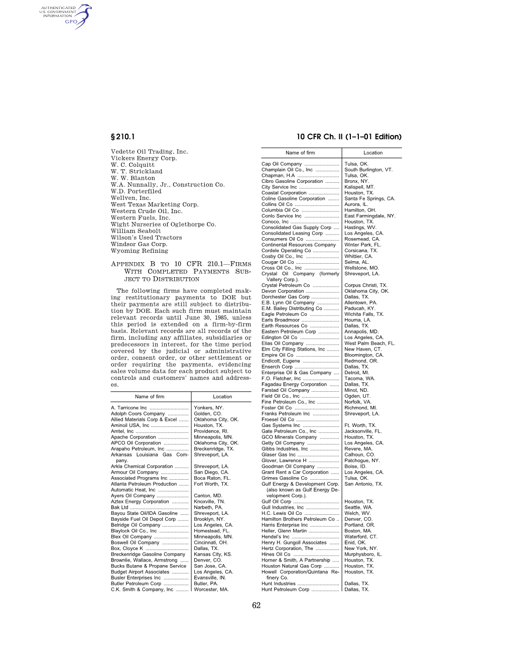 10 CFR Ch. II (1–1–01 Edition)