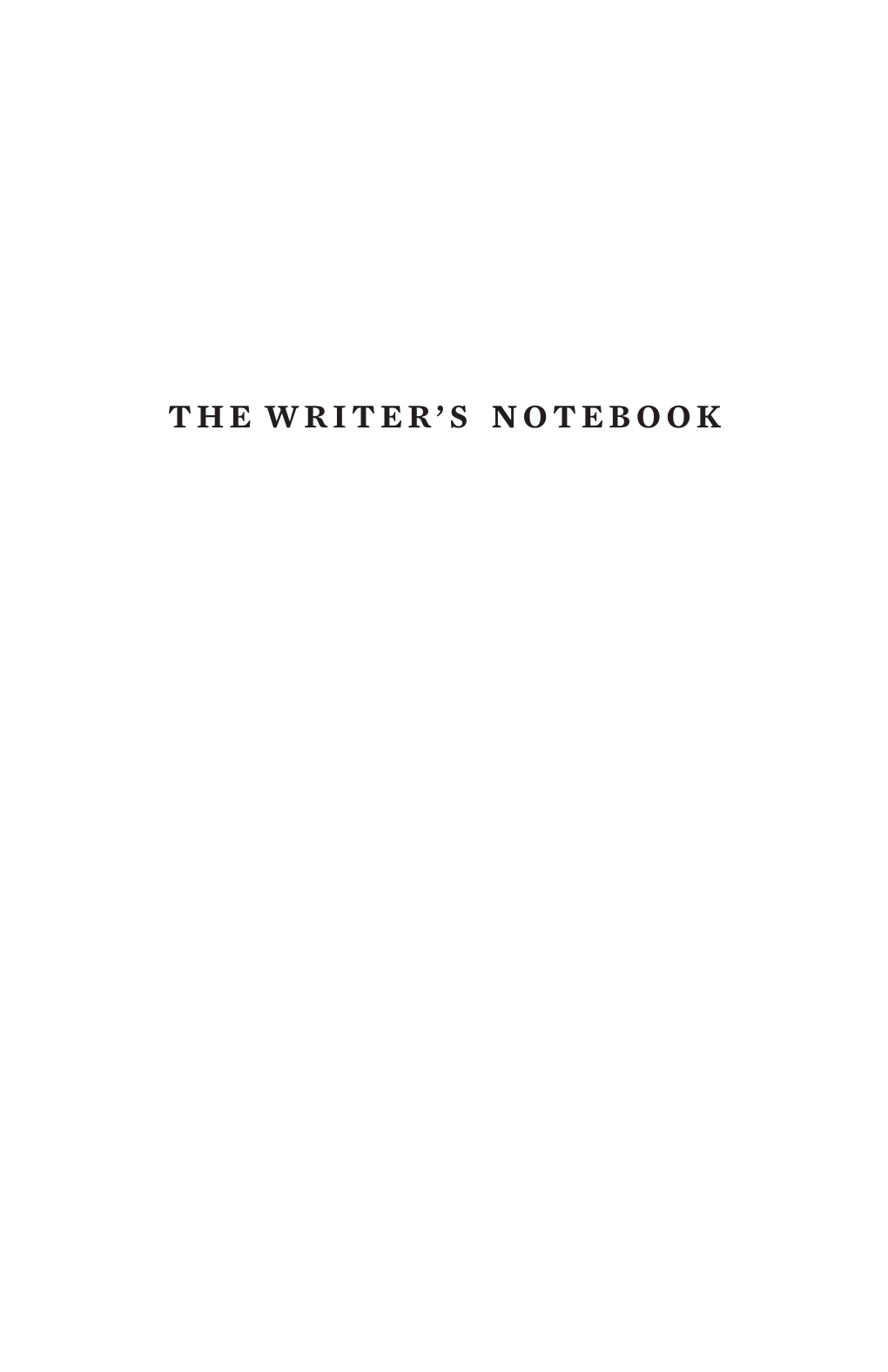 The Writer's Notebook