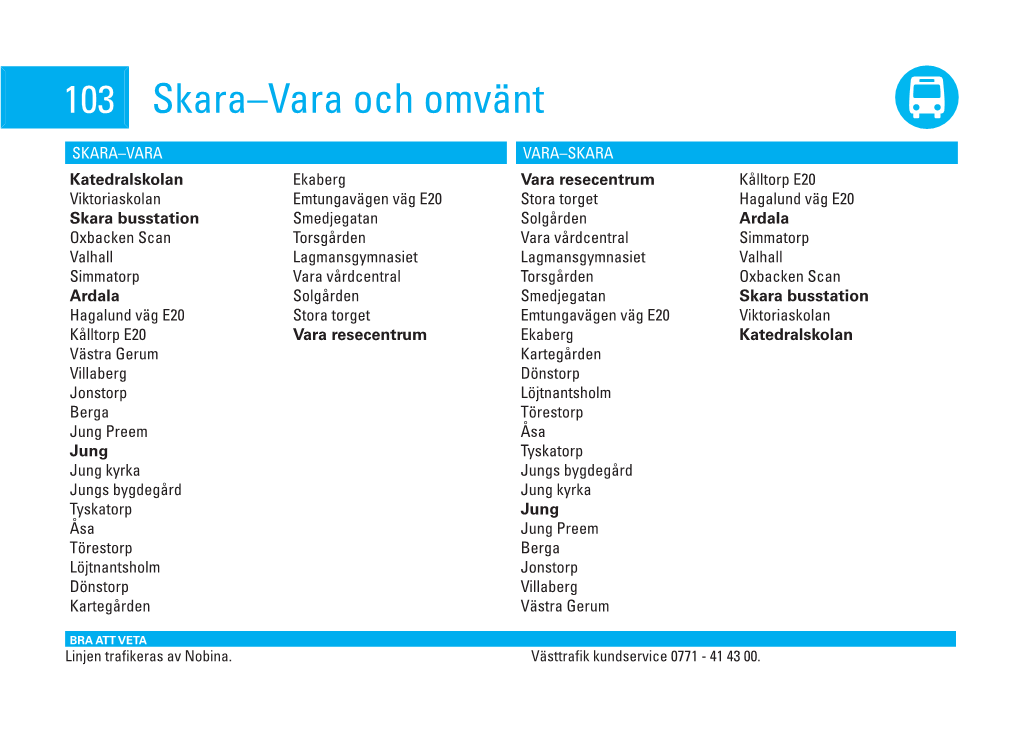 103 Skara–Vara Och Omvänt