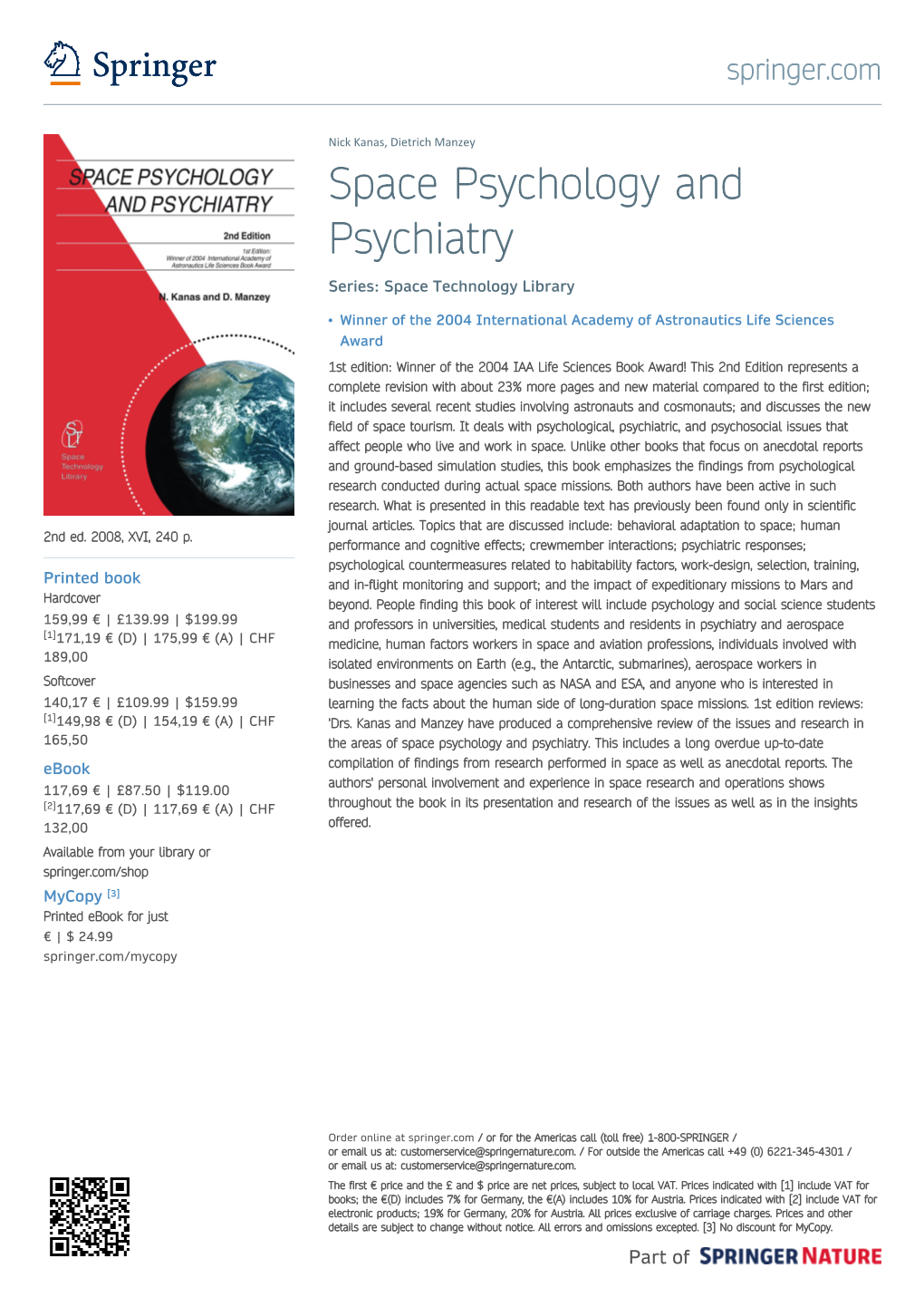 Space Psychology and Psychiatry Series: Space Technology Library