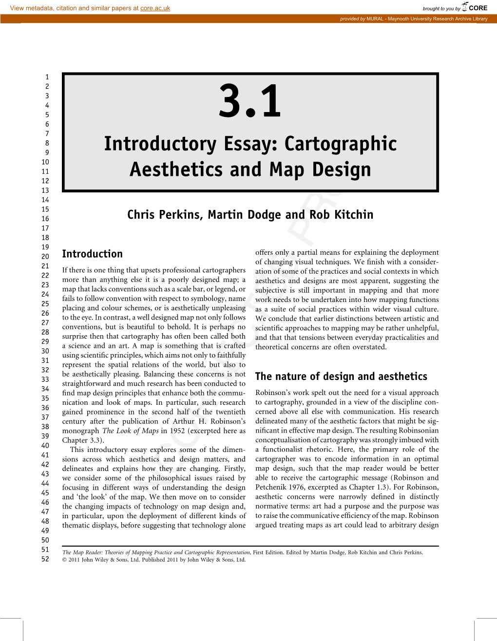 Introductory Essay: Cartographic Aesthetics and Map Design