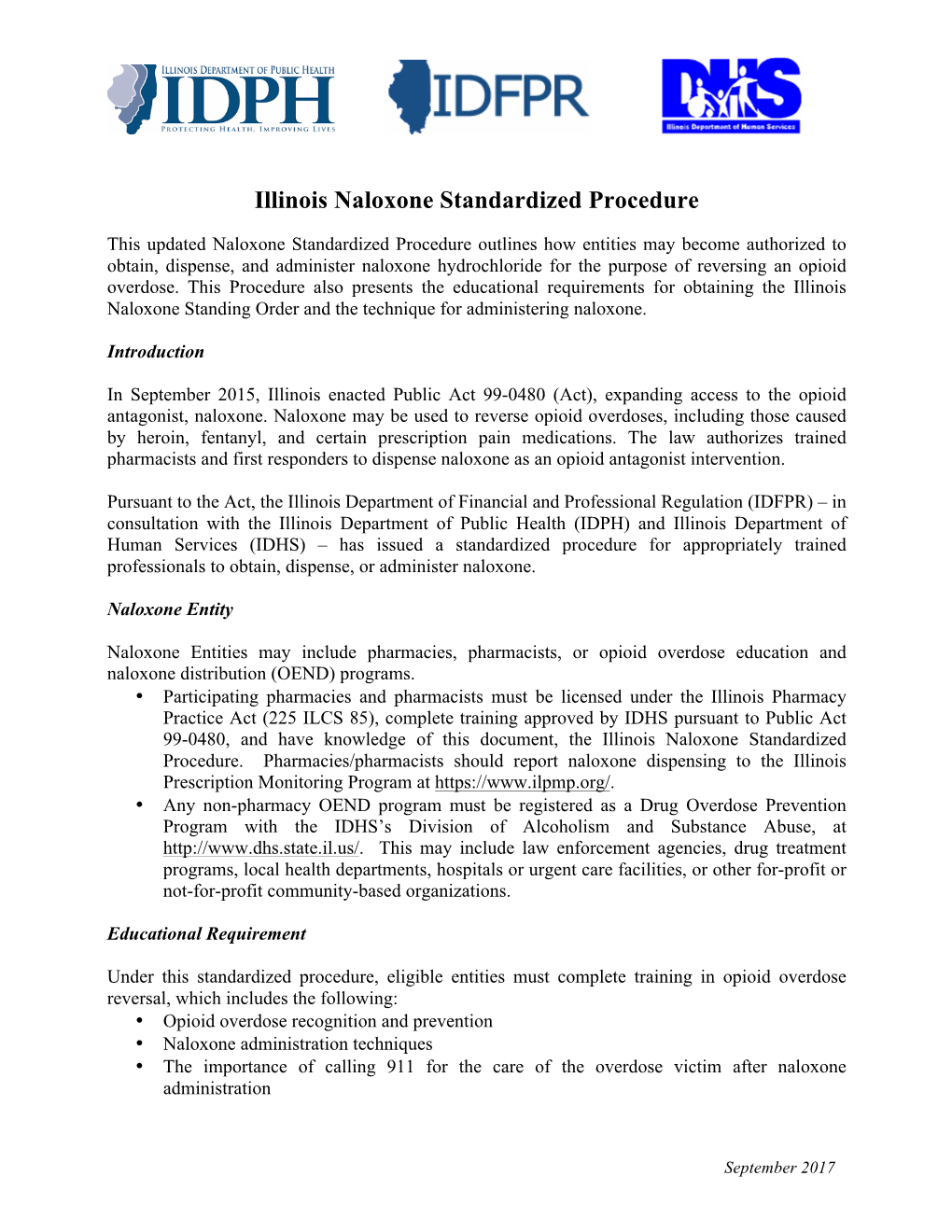 Illinois Naloxone Standardized Procedure