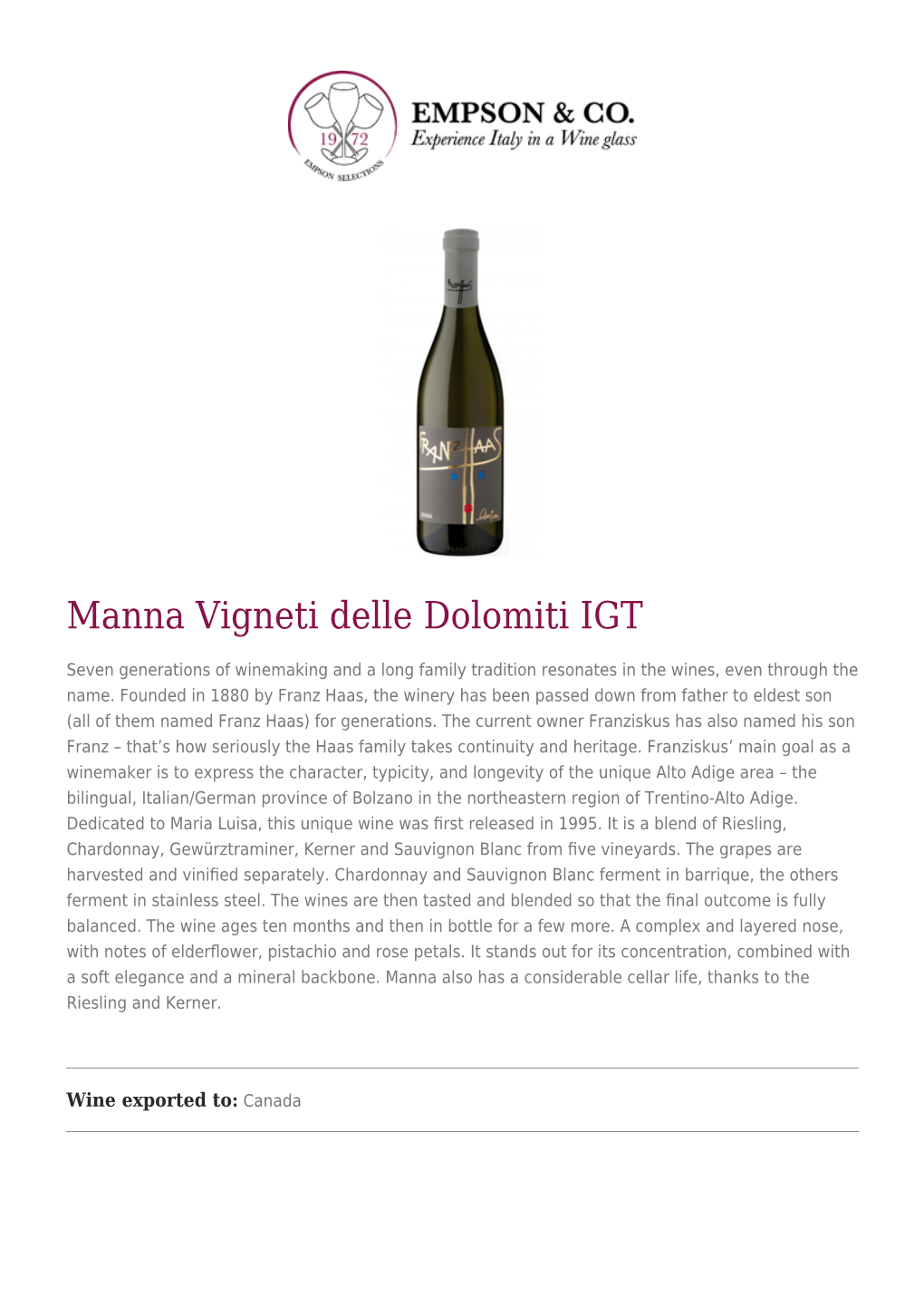 Manna Vigneti Delle Dolomiti IGT