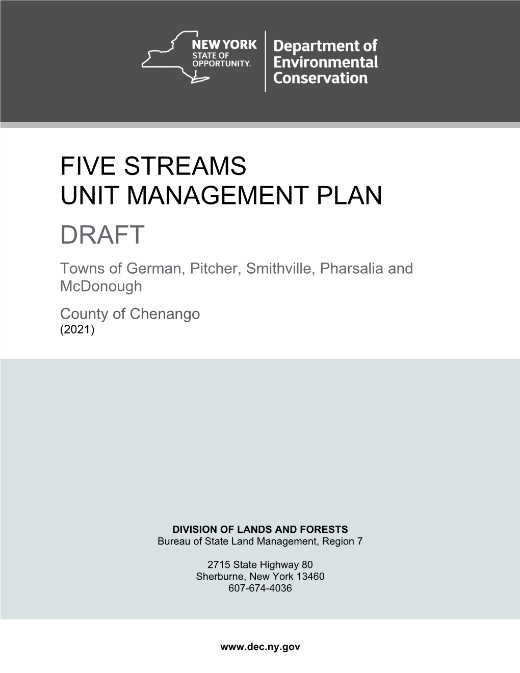 Draft Five Streams Unit Management Plan