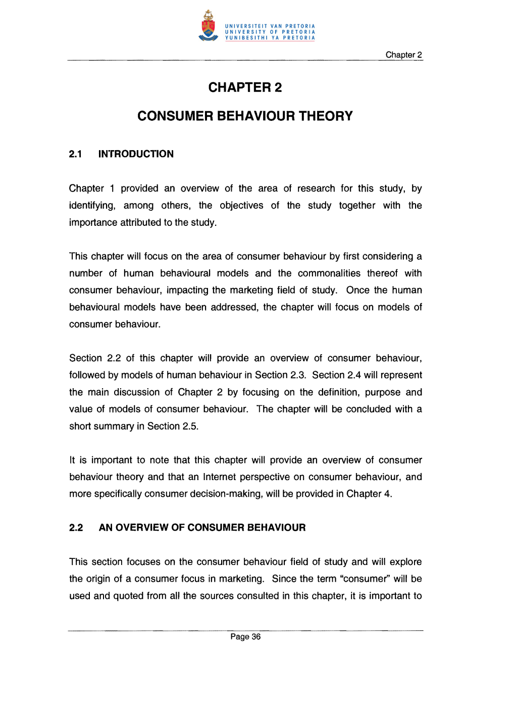 Chapter 2 Consumer Behaviour Theory