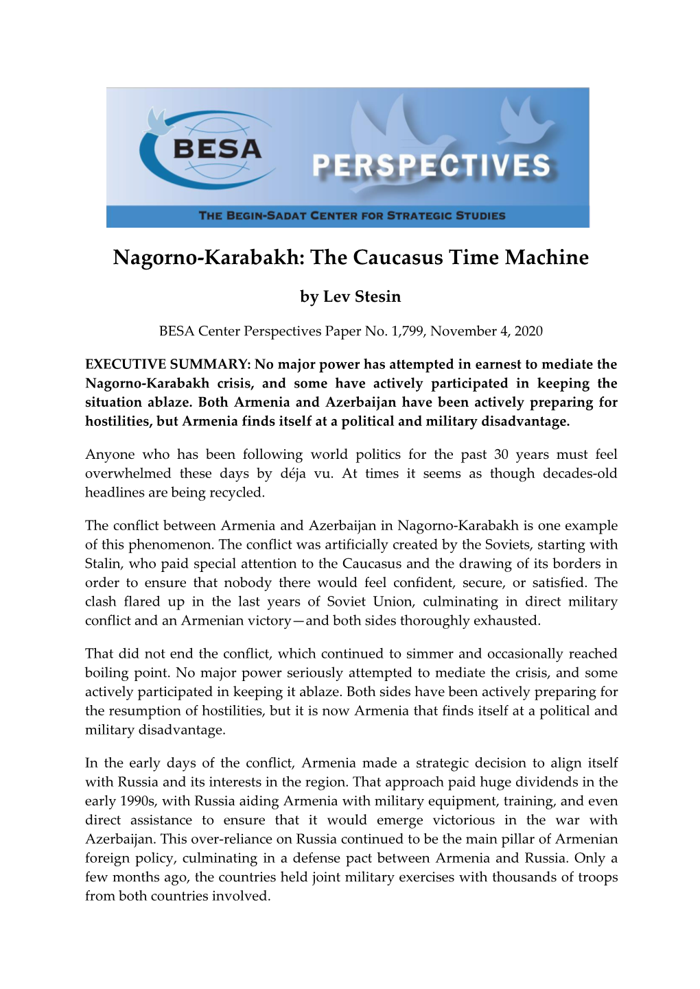 Nagorno-Karabakh: the Caucasus Time Machine