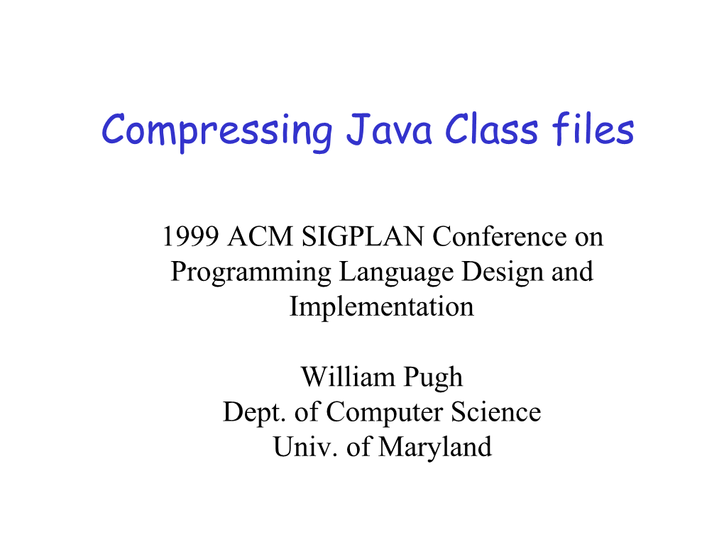 Compressing Java Class Files