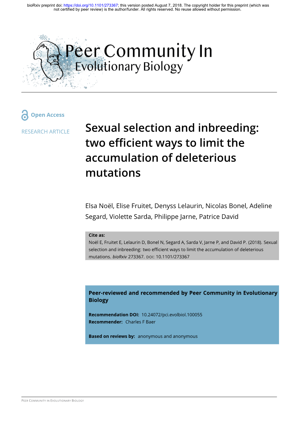Sexual Selection and Inbreeding: Two Efficient Ways to Limit the Accumulation of Deleterious Mutations