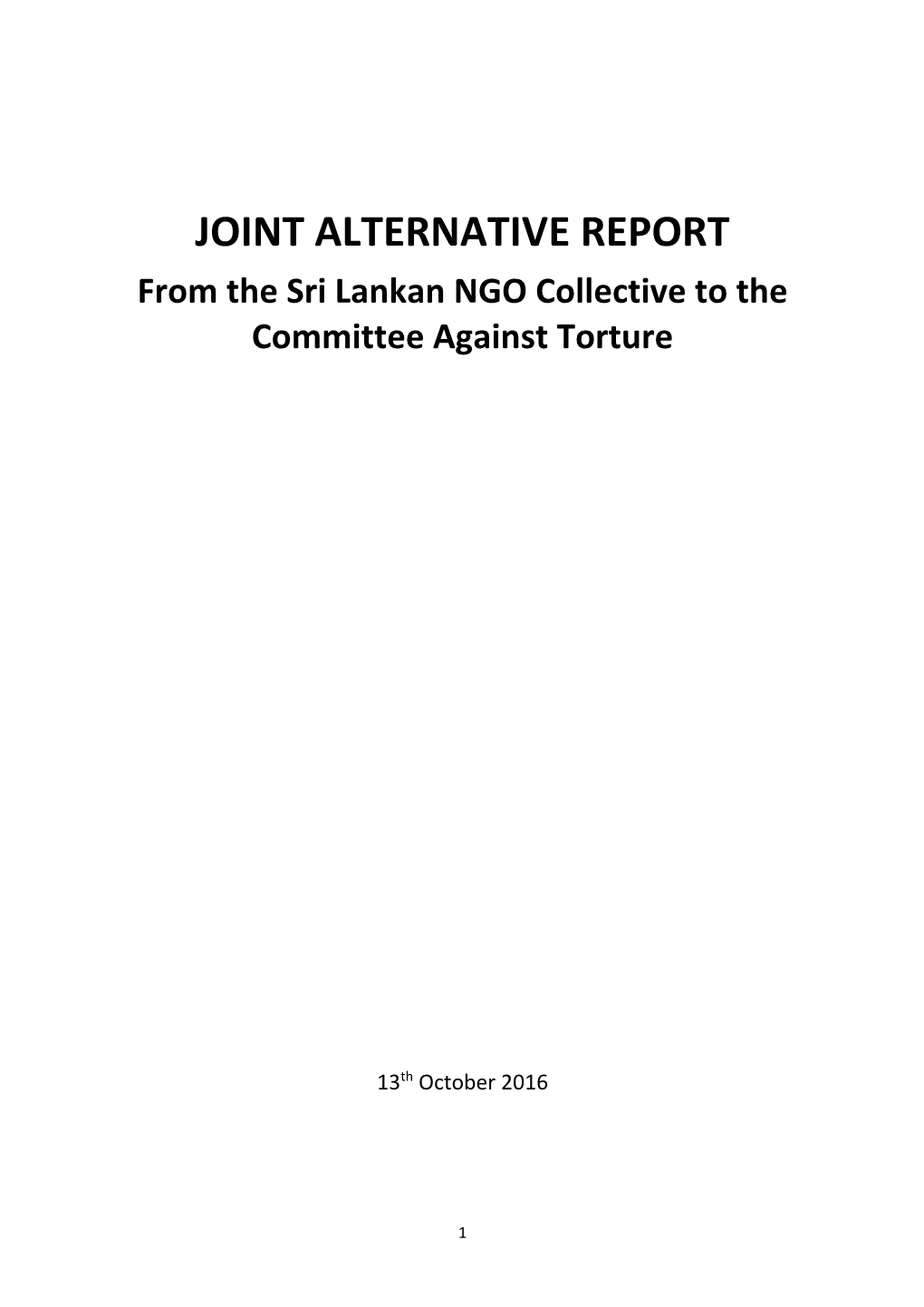 Joint Alternative Report of Sri Lankan NGO Collective