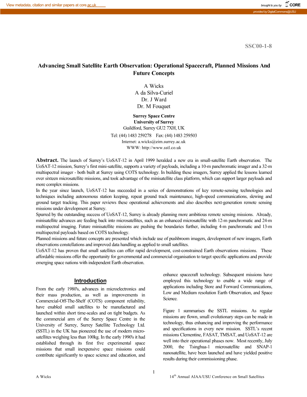 Advancing Small Satellite Earth Observation: Operational Spacecraft, Planned Missions and Future Concepts