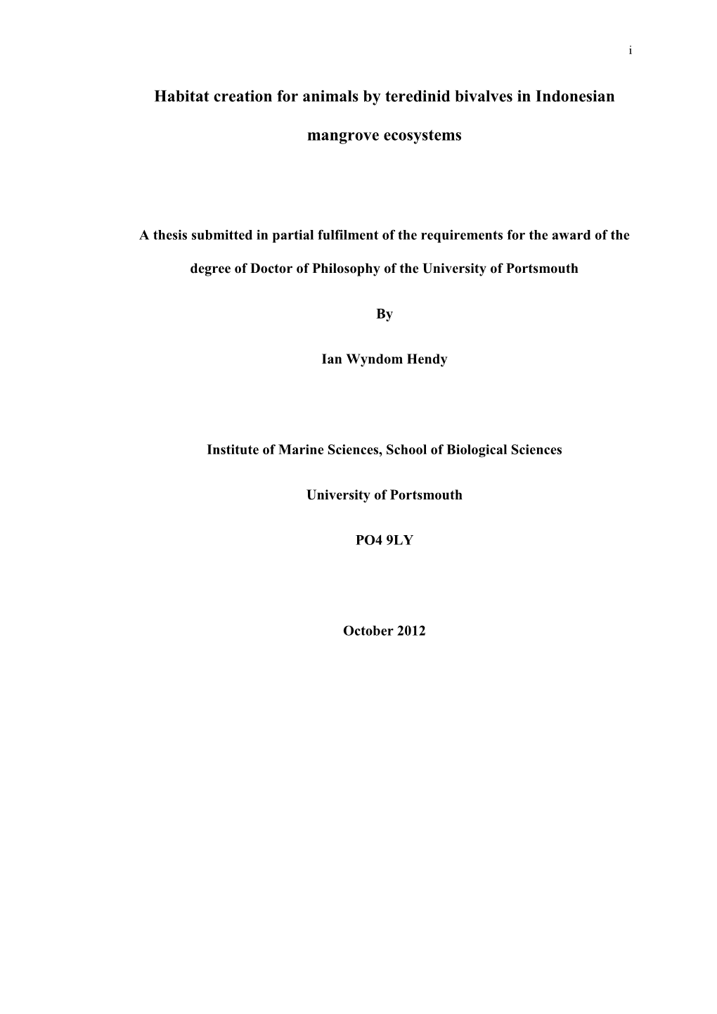 Habitat Creation for Animals by Teredinid Bivalves in Indonesian