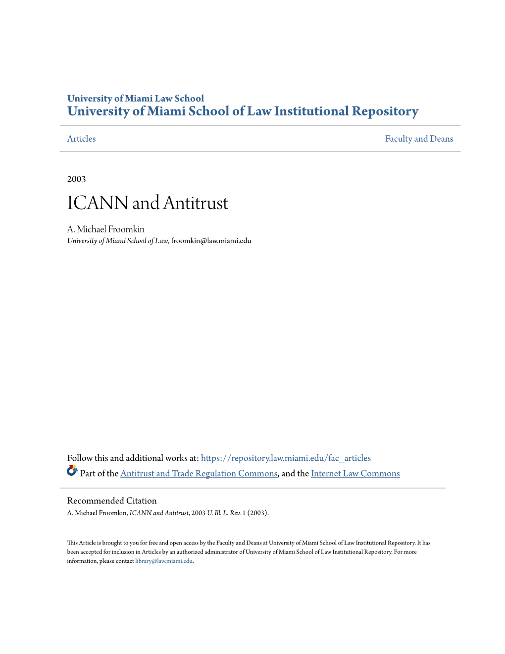 ICANN and Antitrust A