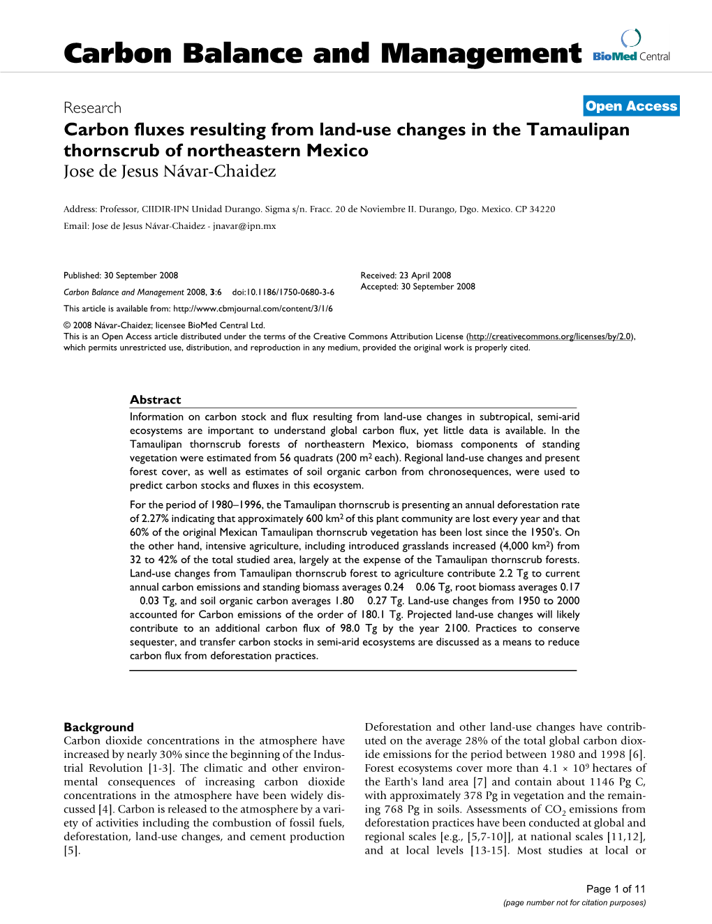 Carbon Balance and Management Biomed Central