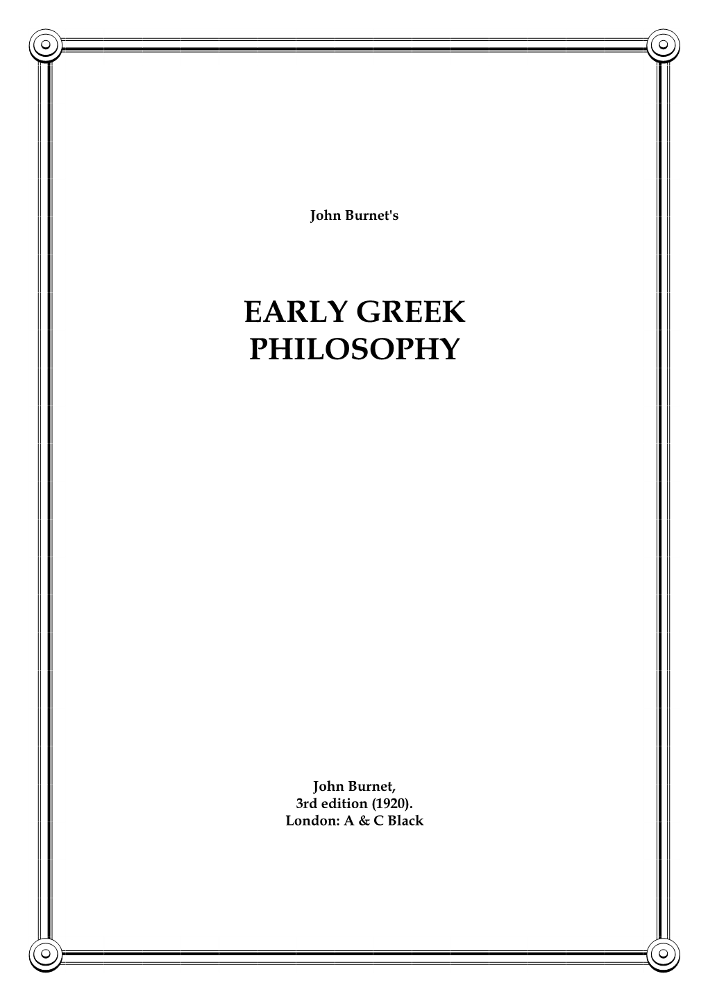 Early Greek Philosophy