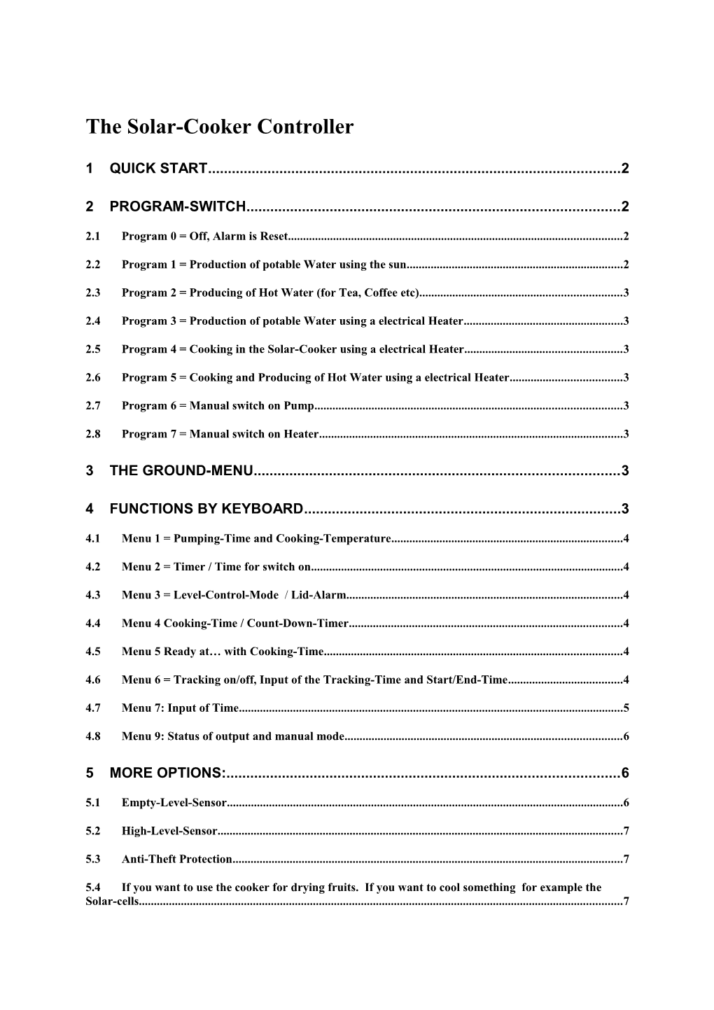 Instructions for the Solar-Cooker Controller